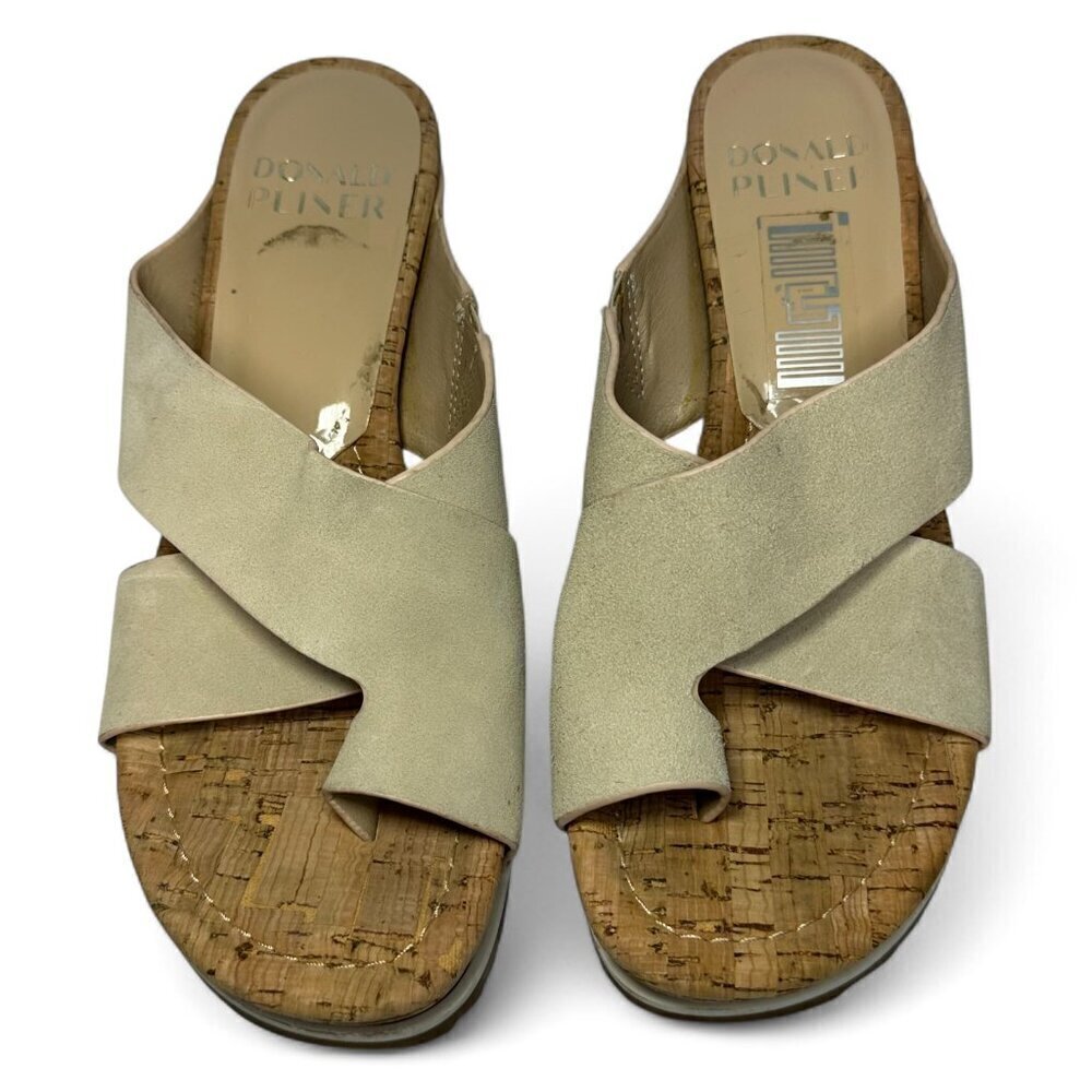 DONALD PLINER Women's Sisu Wedge Suede Sandal, Beige, US 7.5, NWOB - Picture 3 of 16